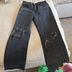 Zara black high waisted distressed denim